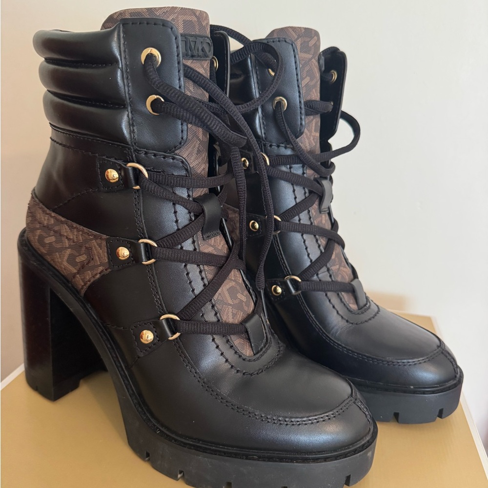 Michael Kors Black and Brown Heeled Boots